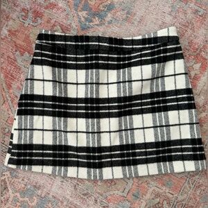 Plaid wool-like skirt